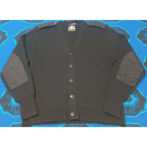 MEHLIN & ESTEY Military Equipment Sz 42R Large Cardigan Wool Sweater Black EUC